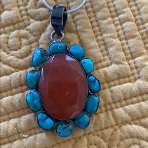 Turquoise and carnelian necklace.